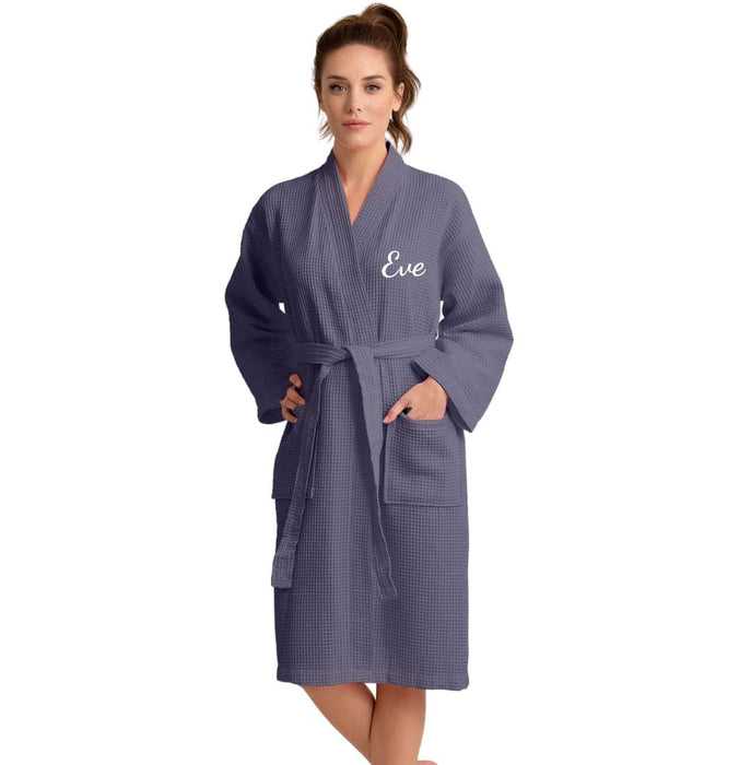 Women's Long Cotton Turkish Waffle Bathrobe, Kimono Style, Comfortable & Absorbent (ANT)