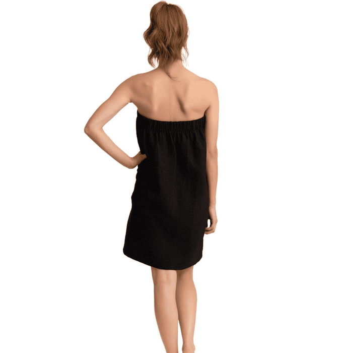 Women's Waffle Body Wrap, Lightweight Cotton Turkish & Comfortable, (Black)